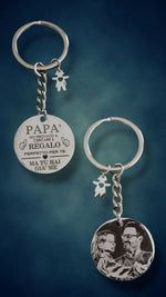 PORTACHIAVI PAPA' CON FOTO E CHARM BIMBI