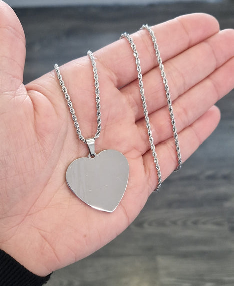 COLLANA CUORE CON FOTO MC DOPPIA INCISIONE FRONTE RETRO