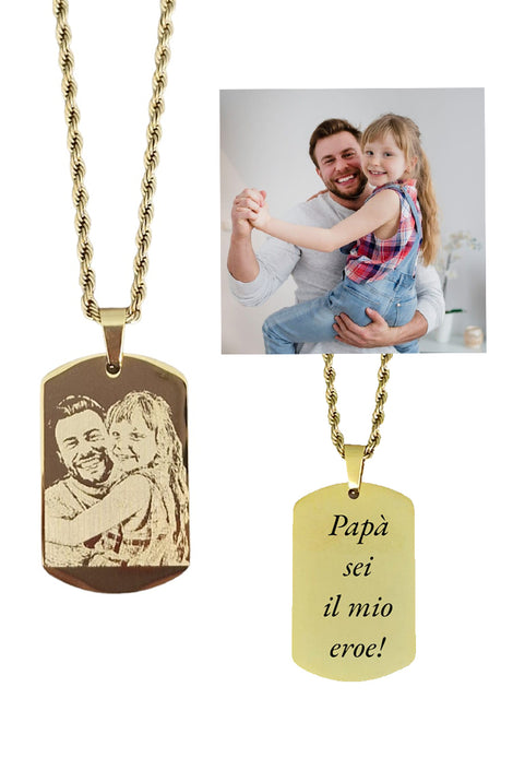 COLLANA CIONDOLO RETTANGOLARE CON FOTO